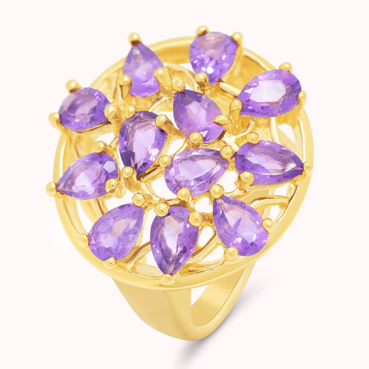 Anillo Lavanda - Amatista Violeta Natural - Oro Vermeil 14K