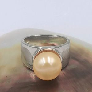 Anillo perla dorada