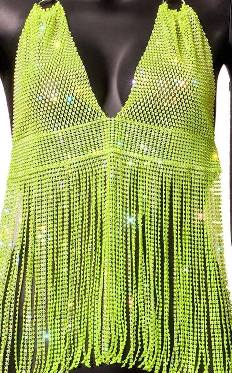 Cute Neon rhinestone top