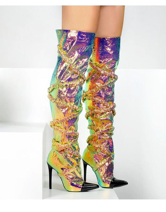 High iridescent boot New York