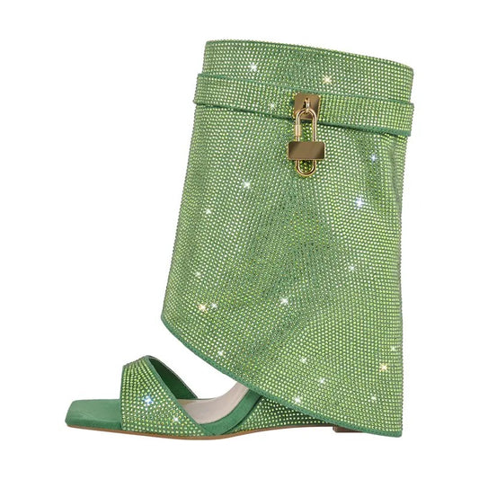 Open strass ankle boot with Venice wedge