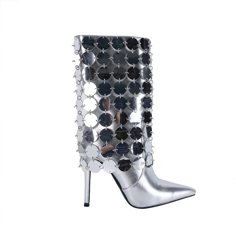 silver ankle boot