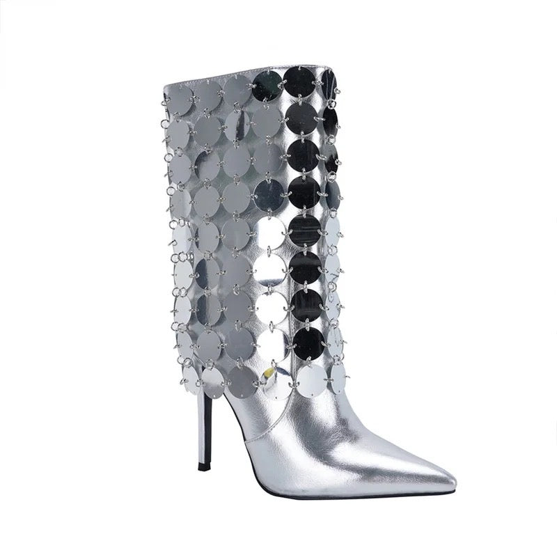 silver ankle boot