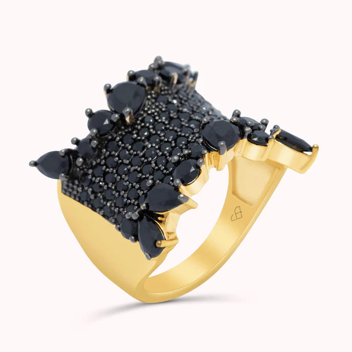 Anillo Cisne Negro - Auténticas Piedras de Espinela Negra